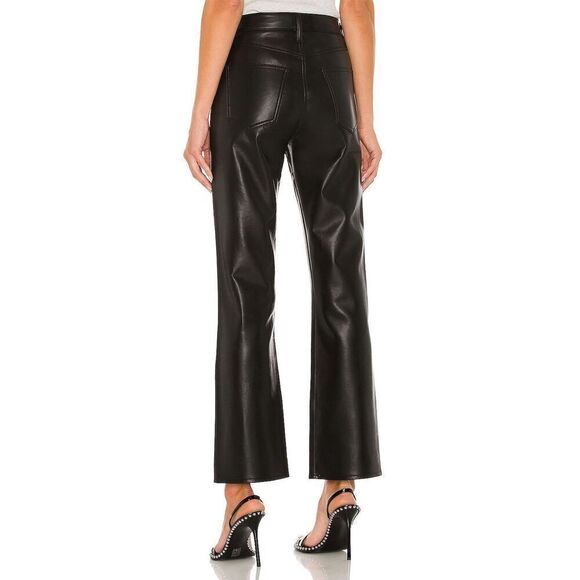 Agolde Recycled Leather Relaxed Boot Pant size 25 Black Detox - Picture 3 of 12